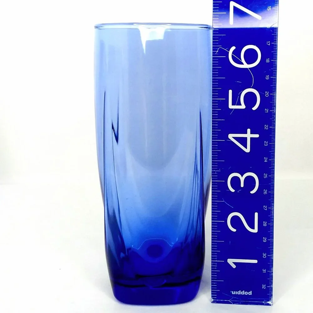 Libbey Melody Coolers Glasses Cobalt Blue 18oz Set of 4 New in Box